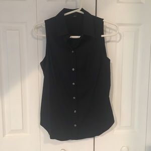 Ann Taylor Navy sleeveless button down. Size 4